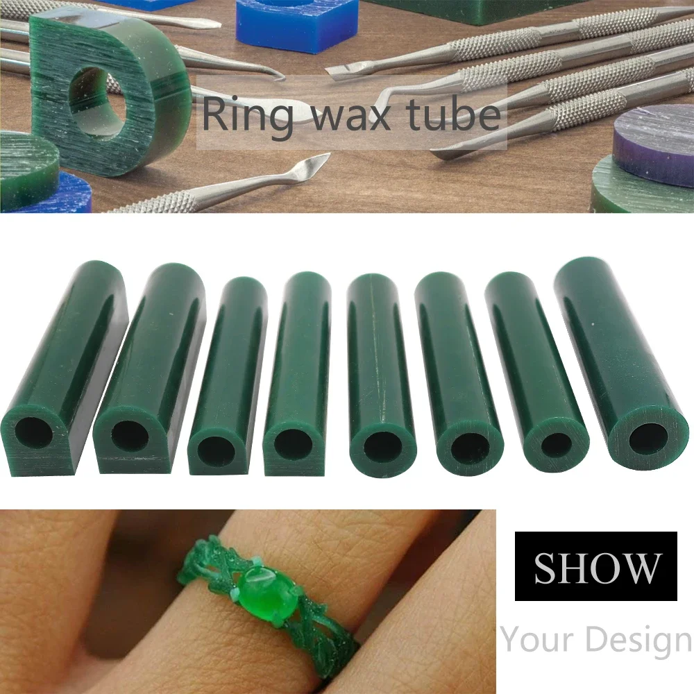 Yasumai Carving Wax Ring Tube Green Blue Round Tubes wax with hole for Ring, Hard Modeling Wax for Jewelry Casting Mold Kit