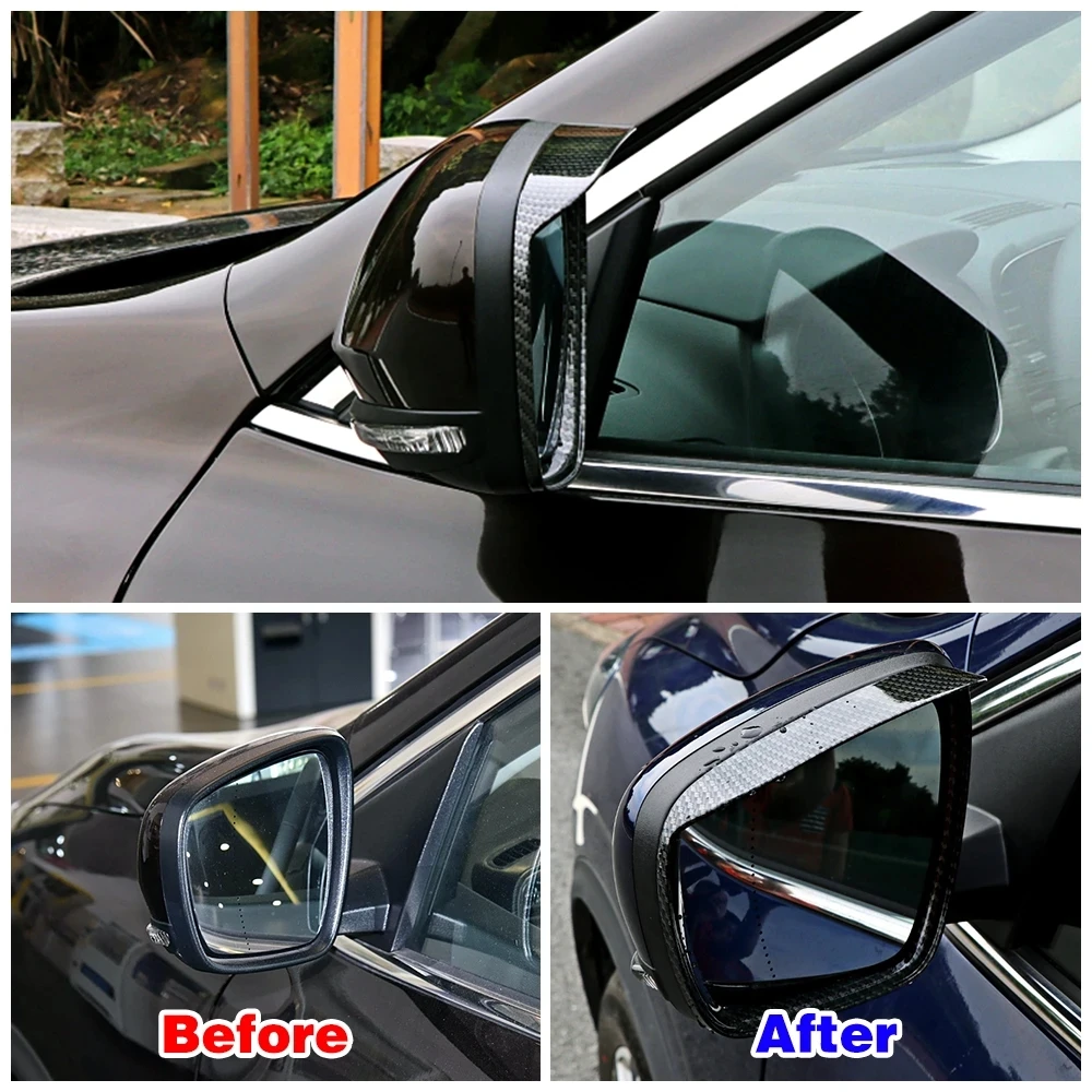 

For Renault Kadjar 2016 - 2019 For Koleos 2017 2018 2019 ABS Side Rearview Mirror Shell Frame Cover Rain Visor Trim Car Accesso