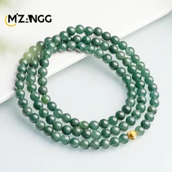 Genuine Natural Myanmar Jadeite Necklace 7.5mm Ice Seed Oil Green Jade Bracelet Men's and Women's High Quality Luxury Jewelry