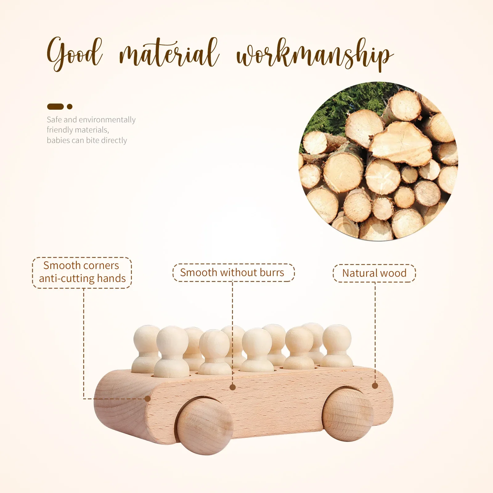 Wooden Montessori Toys For Babies Beech Hand Cart 10pcs DIY Wood Dolls Educational Toy For Babies Baby Room Decoration Baby Gift