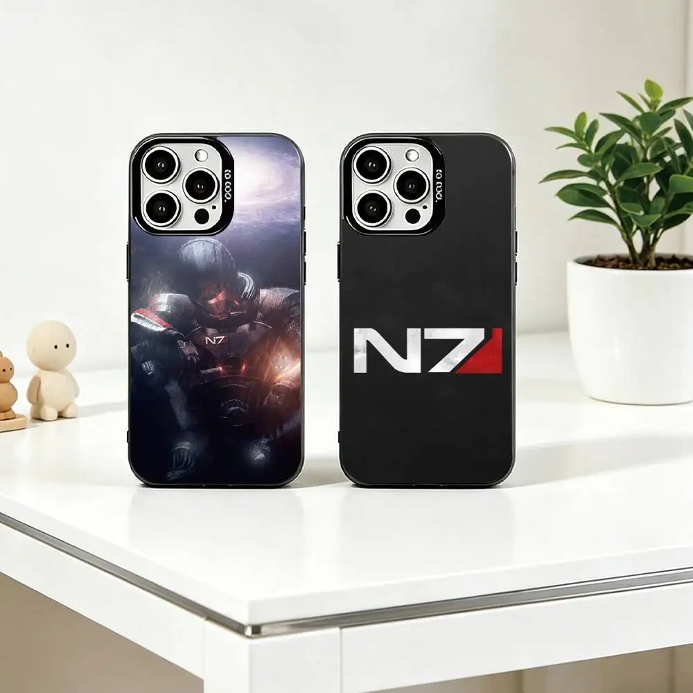 

G-Game M-Mass Effect Phone Case For iPhone 17,16,15,14,13,12,11 Plus,Pro Max,XS,Colored Silver Plated Inside Cover