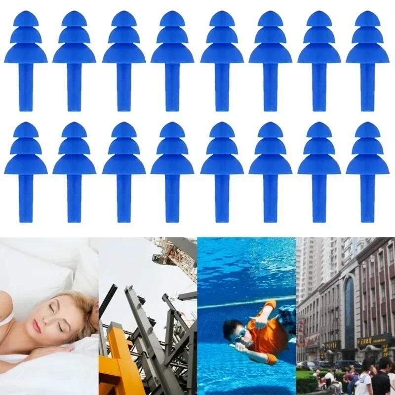 10/1Pairs Silicone Swimming Earplugs Universal Waterproof Reusable Ear Plugs Noise Reduction Ear Hearing Protector Cap for Sleep