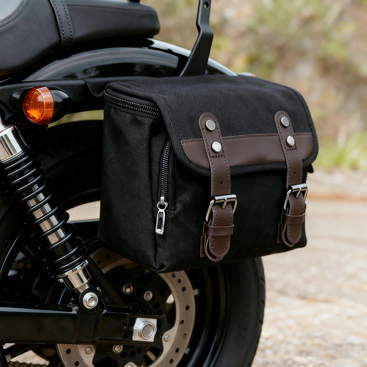 Retro Motorcycle Side Bag Waterproof Oil Wax Canvas Hanging Bag Motorbike Luggage Bags For Small E-bike Hanging Toolkit