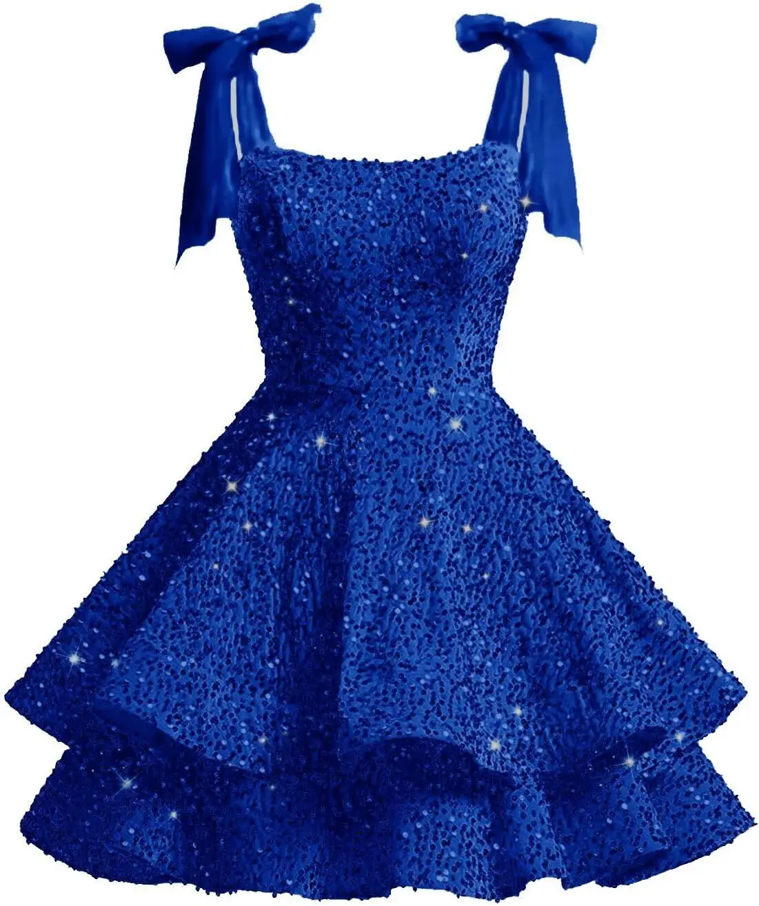

Sparkly Sequin Homecoming Dresses Short Tiered Spaghetti Straps A Line Prom Cocktail Dresses for Teens