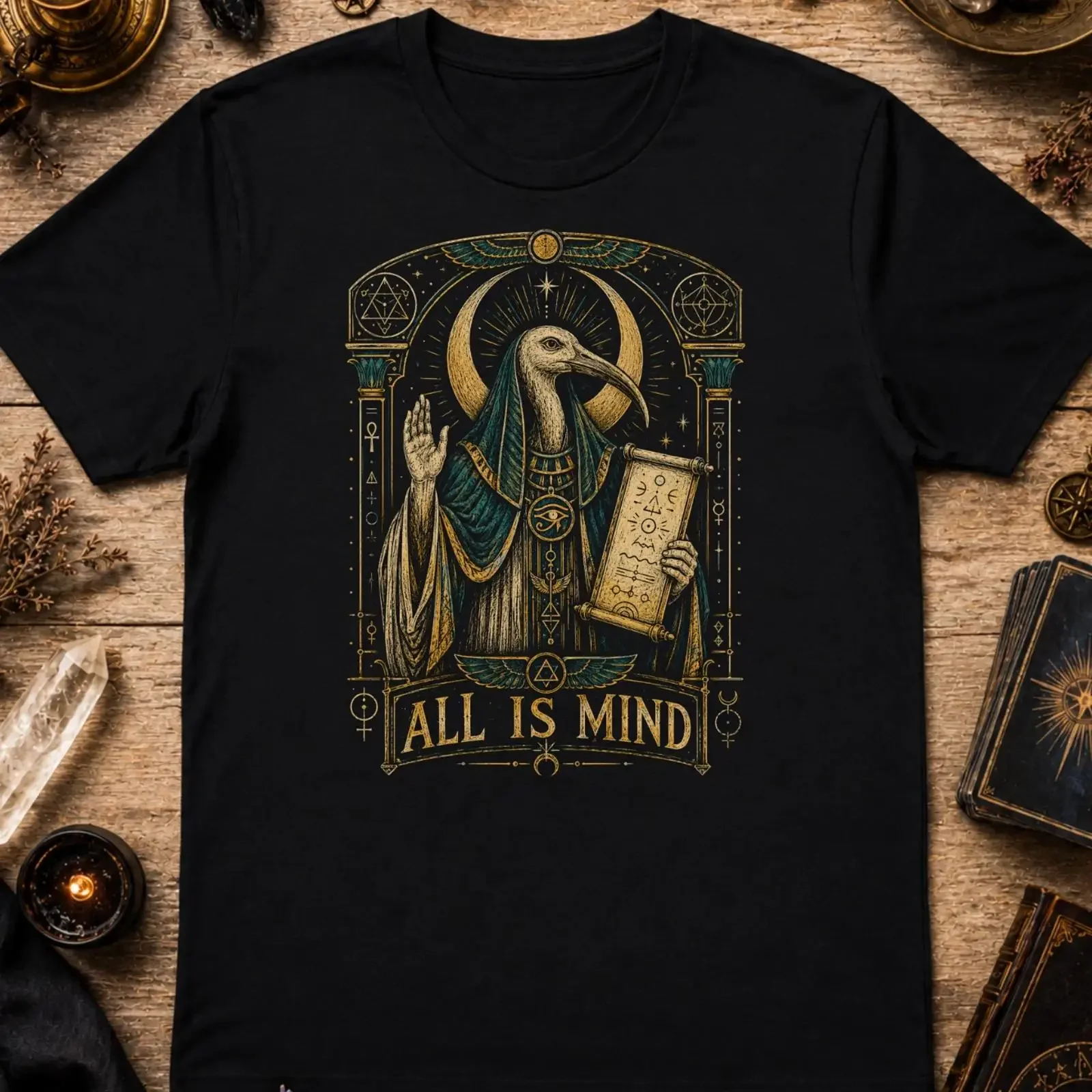 Thoth All Is Mind Hermetic T Shirt Esoteric Occult Egyptian God XS 5XL vintage Washed Breathable homme Casual Stretched graphic
