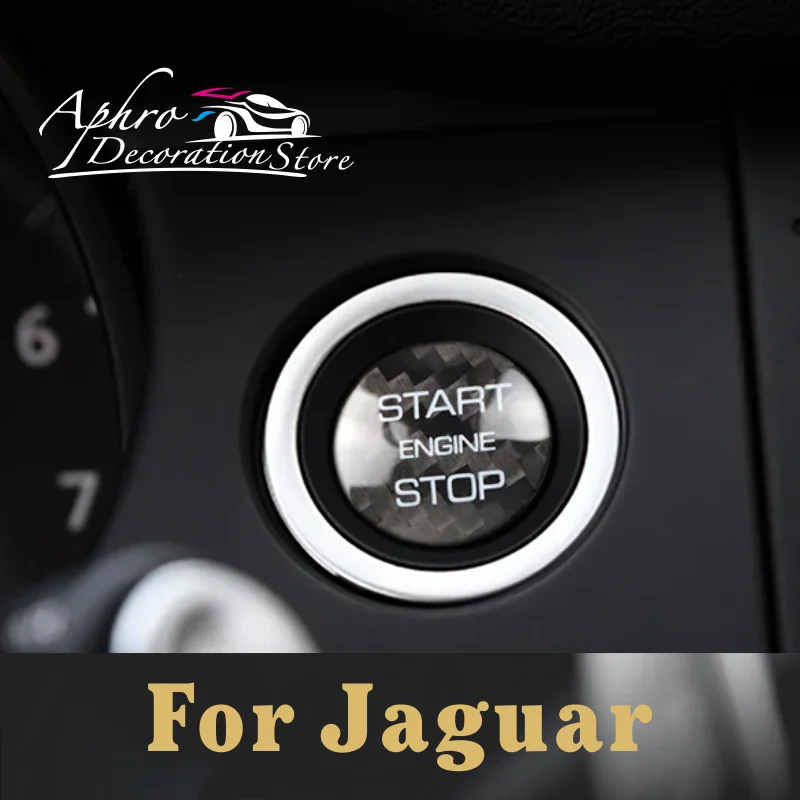 For Jaguar Car Engine Start Stop Button Cover  Carbon Fiber Sticker