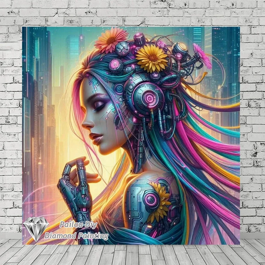 Colorful Beauty Robot Diamond Painting Kits Photo Art 5d Diy Full Square Round Mosaic Cross Stitch Embroidery Home Decor Gift