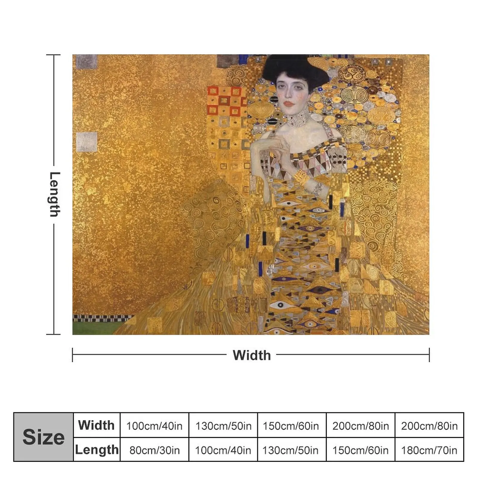 THE LADY IN GOLD - GUSTAV KLIMT Throw Blanket Stuffeds Flannel Blankets