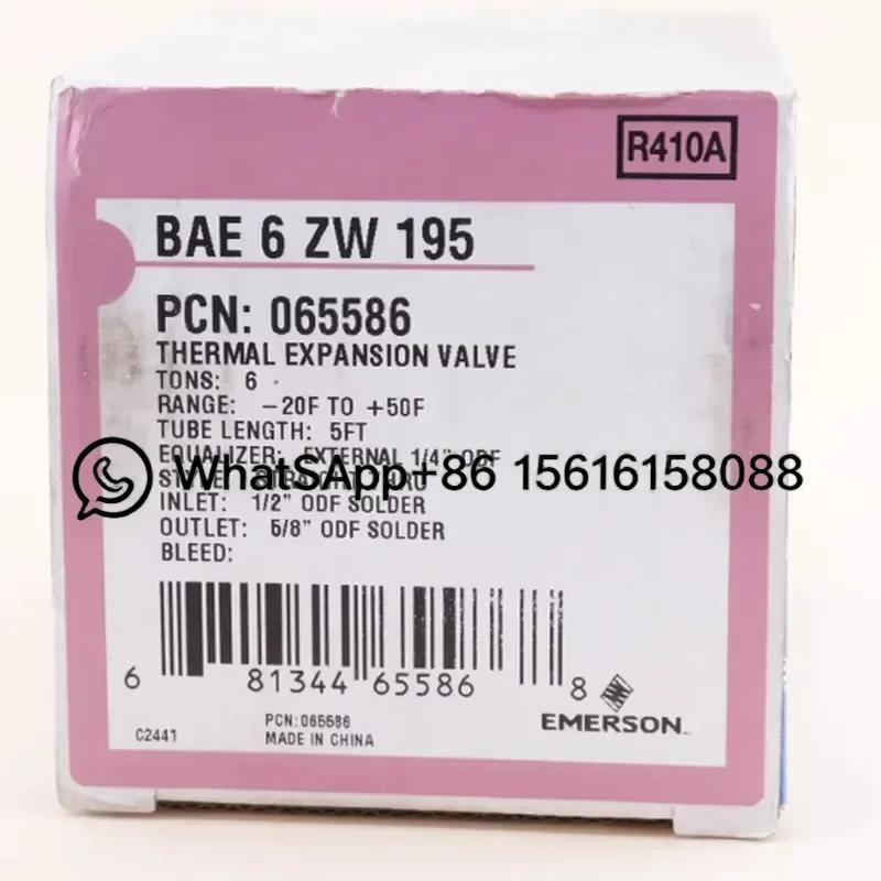 Emerson Thermal Expansion Valve BAE1-1/2 BAE2-1/2 BAE3-1/2 BAE4-1/2 BAE6-1/2 BAE7-1/2 ZW195 HVAC Refrigeration Parts