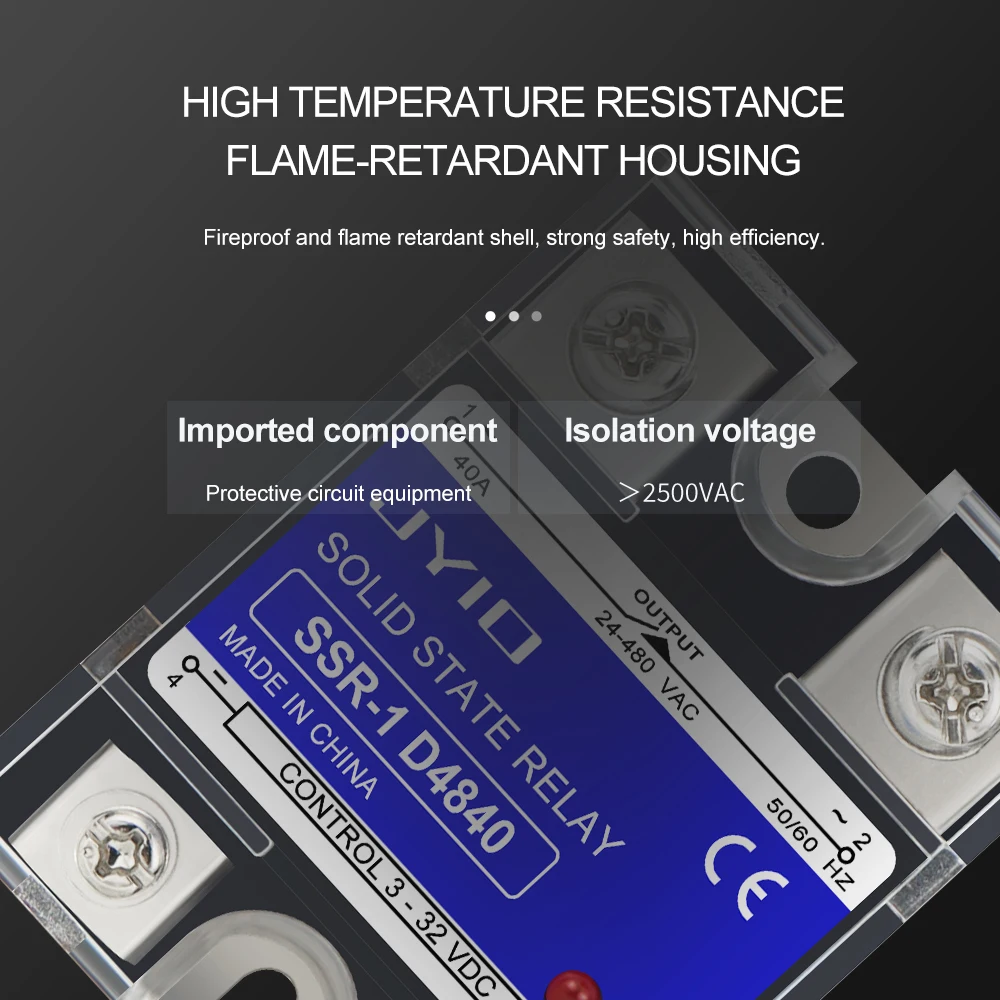 SSR-40DA Solid State Relay – DC to AC Single Phase 10A-120A for Temperature Control
