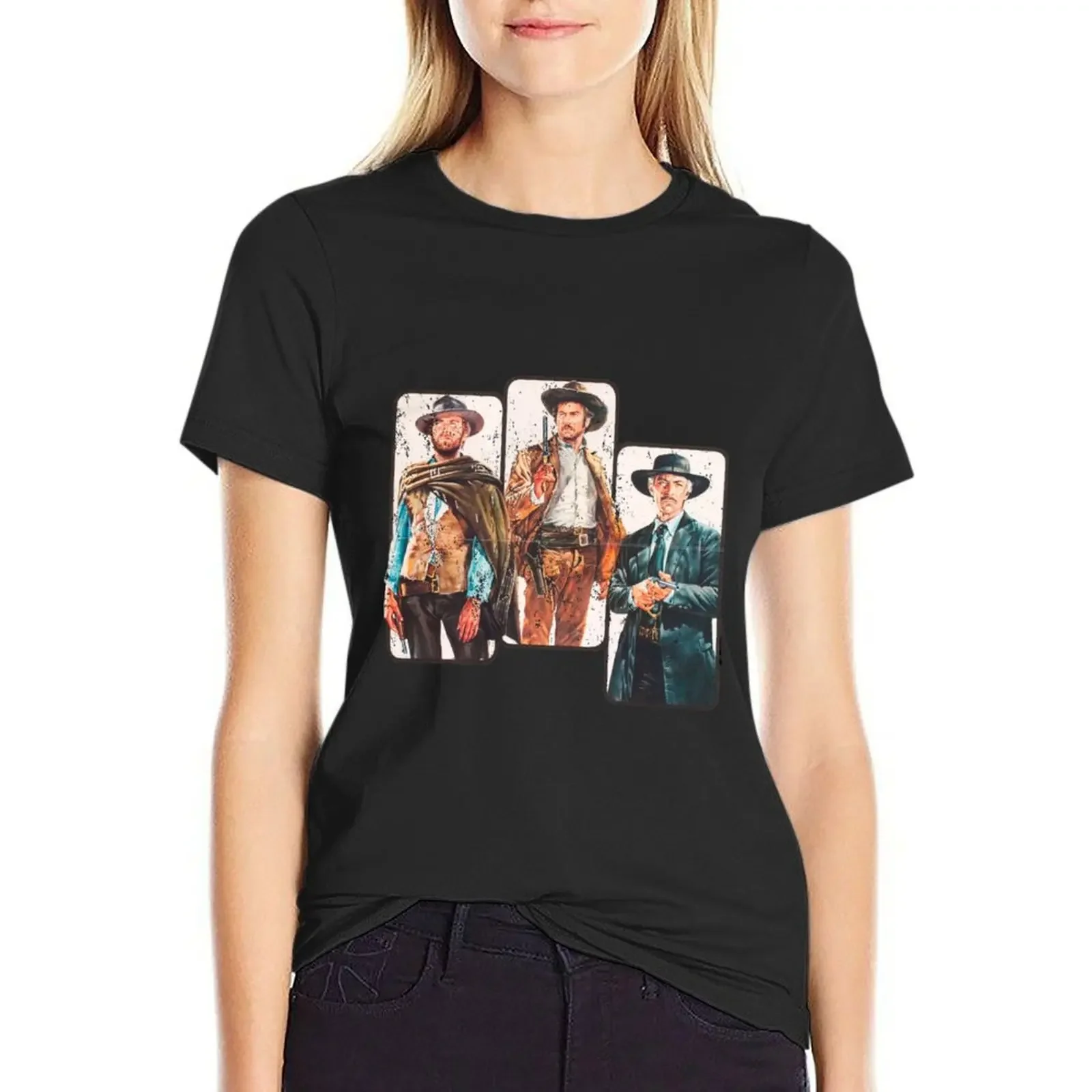 

Vintage The Good The Bad And The Ugly 3 Cowboy T-Shirt heavyweights aesthetic clothes graphic t-shirts for Women