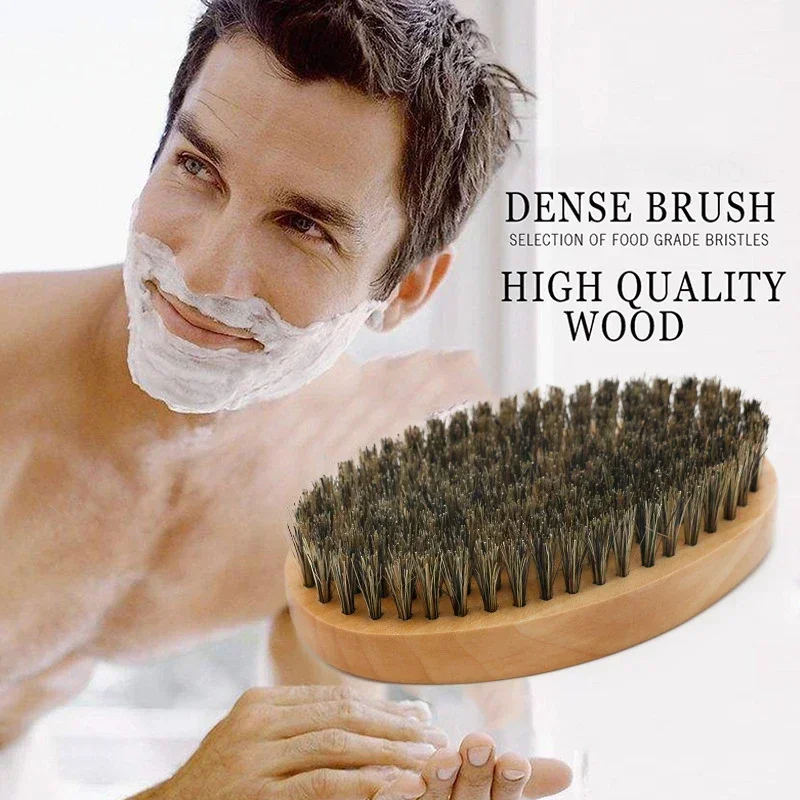 Man Beard Brush Soft Boar Bristle Barber Shaving Brush Hair Combs Professional Men Mustache Comb Kit With Gifts Bag Hair Combs