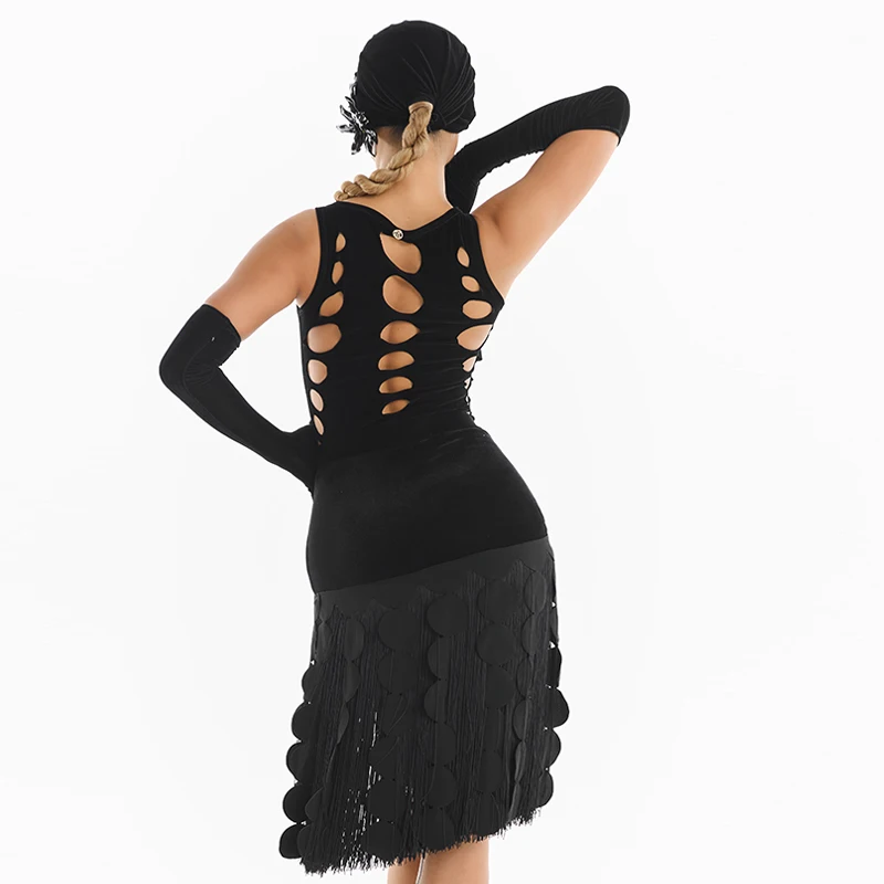 Schöne Zurück Latin Top Quasten Rock Frauen Chacha Latin Dance Kostüme Erwachsene Ballroom Dance Performance Kleidung SL14727
