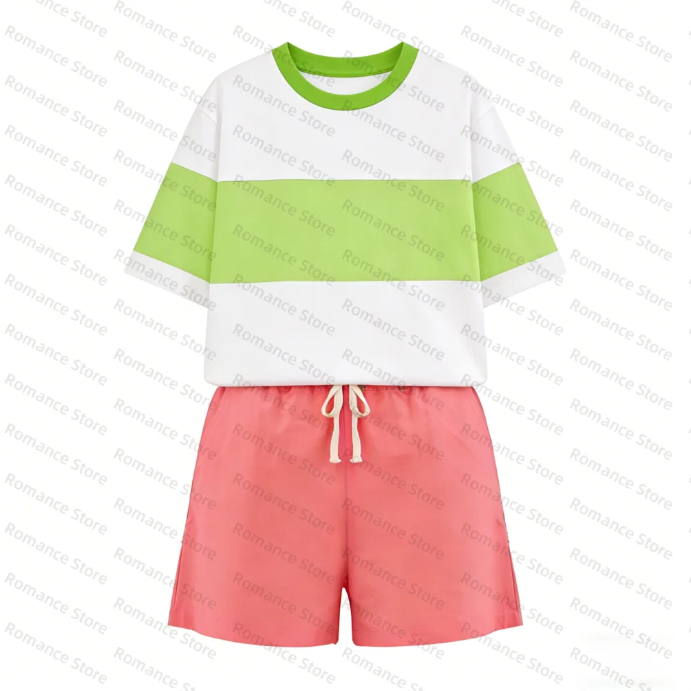 Neues Anime-Cosplay-Set für Damen: Chihiro, Freizeitkleidung, lockere Passform, T-Shirt und Shorts, Cosplay-Kostüm, Geschenk, Damen-Pyjamahose-Set. – Detail 4