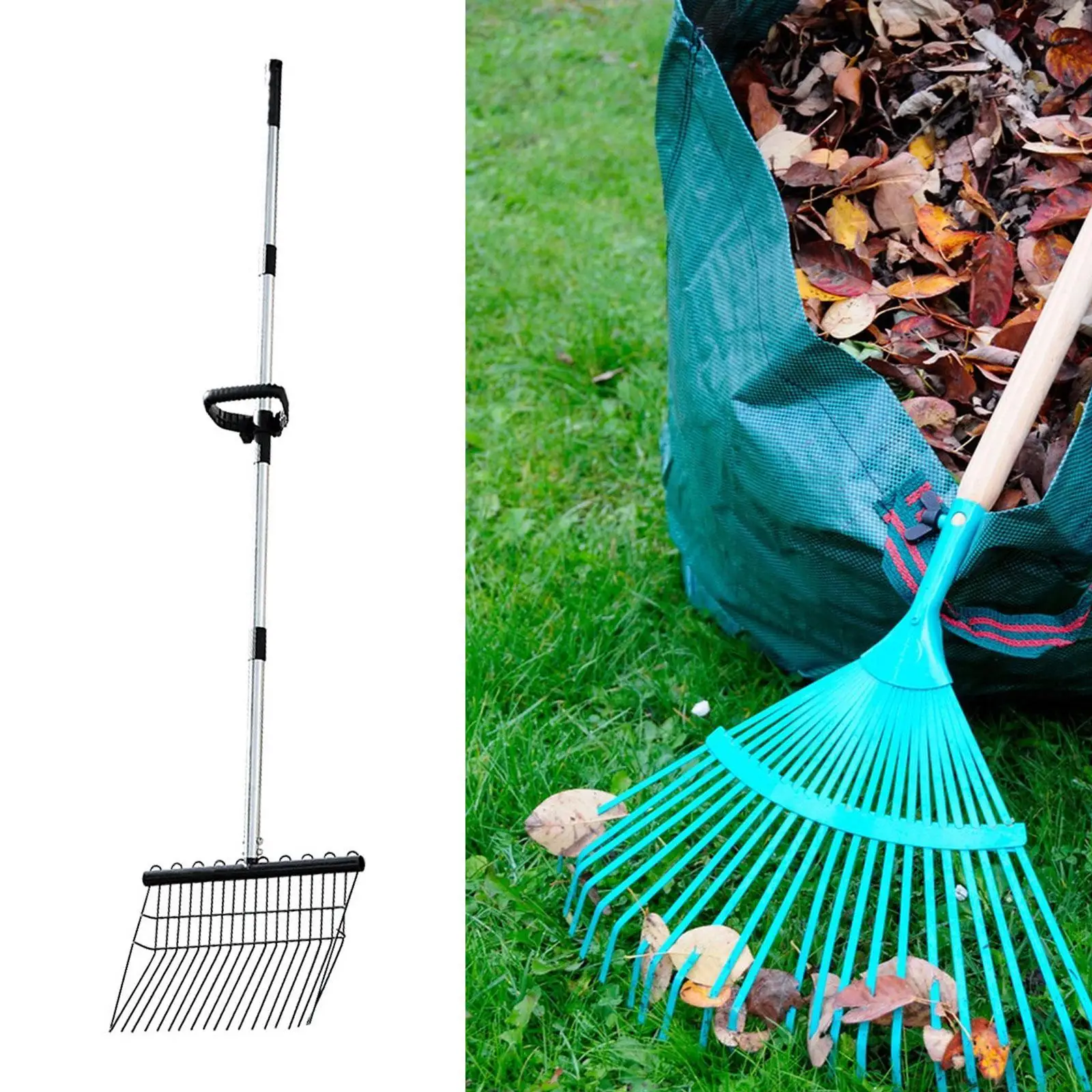 

Garden Leaves Rake Lightweight Portable Good Helper Sturdy Adjustable Handle