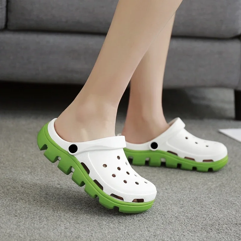 High-quality Fashion White Green Clogs for Men Women COmfortable Soft Platform Sandals Men Non-slip Beach and Outdoor Sandals