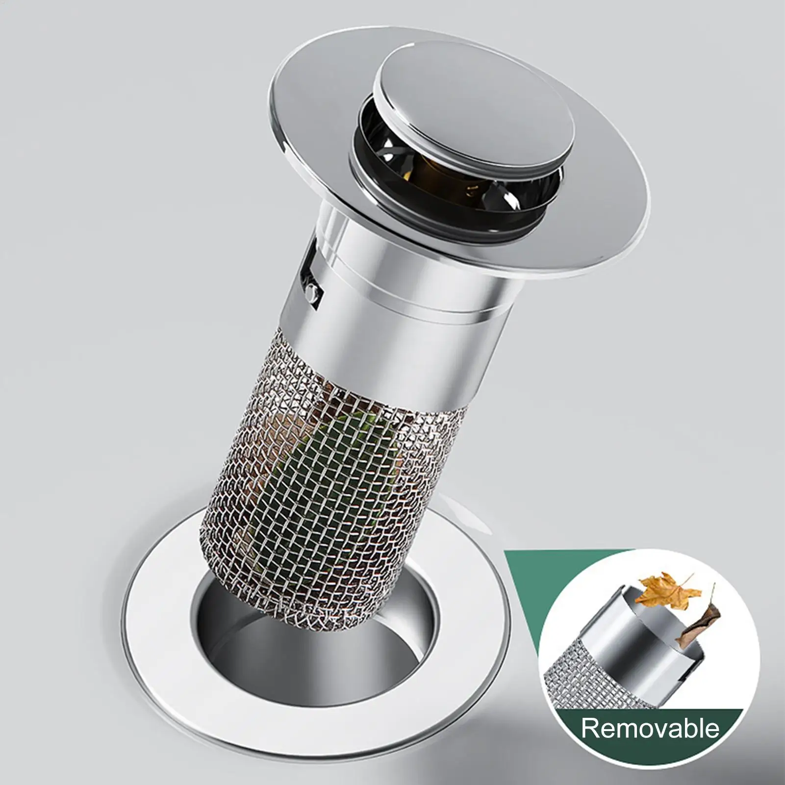 

1Pcs Washbasin Leak Plug Stainless Steel Odor Proof Bouncing Core Press Type Sink Drain Universal Accessories for Washbasin