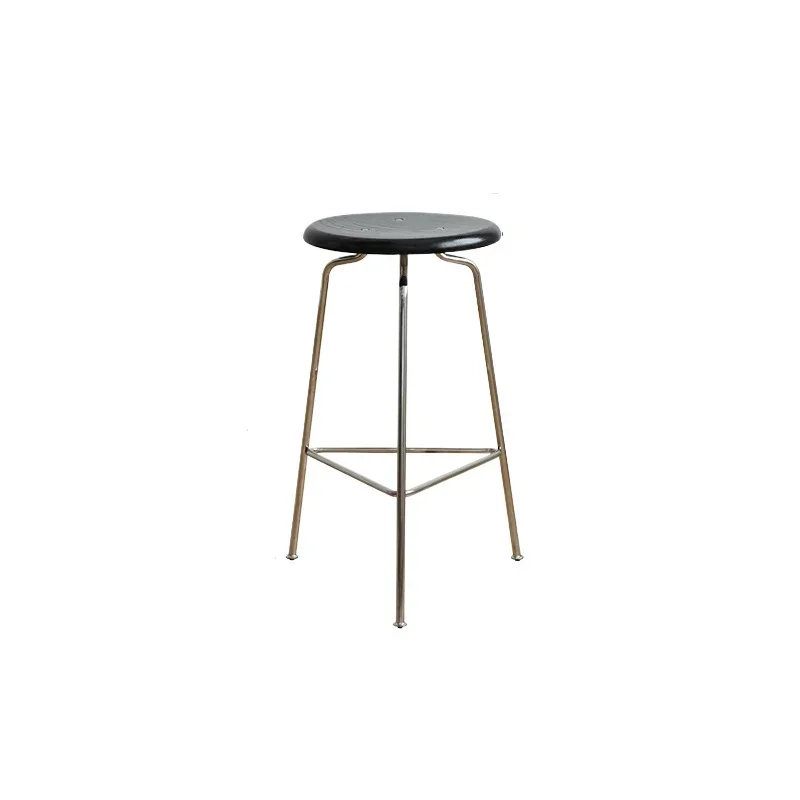 Simple bar chair creative household stainless steel dining chair island solid wood high stool