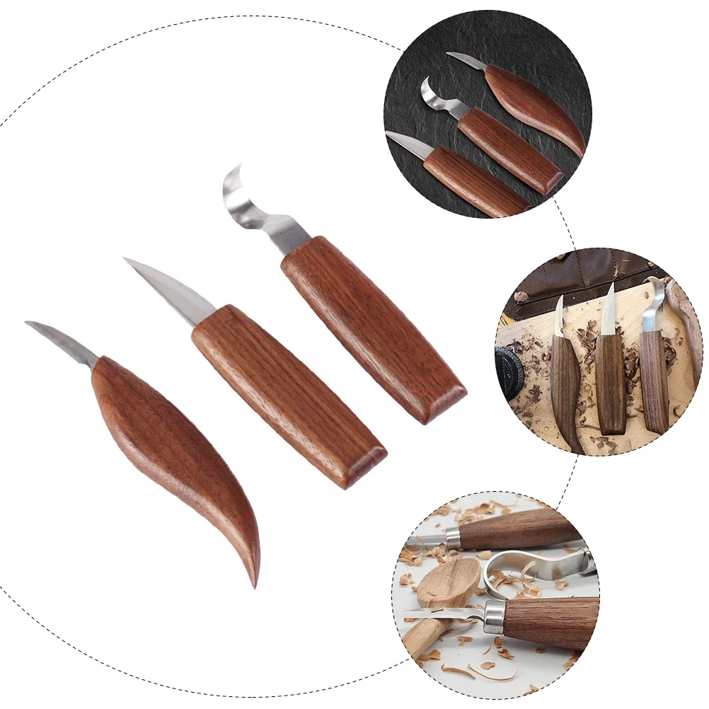 

3Pcs Wood Carving Tools Set Premium Stainless Steel Blades Comfortable Ergonomic Handle for Hand Carving Knives Woodworking