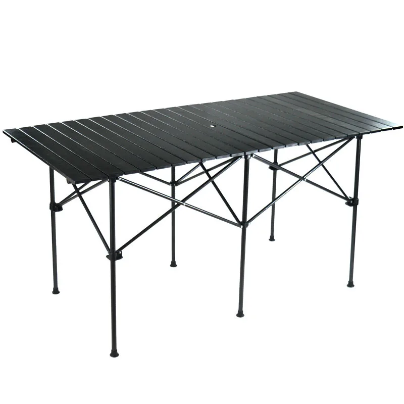 

Factory wholesale outdoor folding table aluminum alloy wood grain lift picnic portable camping egg roll table