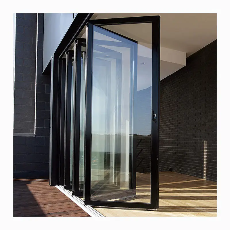 Custom Aluminum Bi Folding Door Exterior Accordion Glass Patio Doors Heavy Duty Sliding Folding Door for Veranda