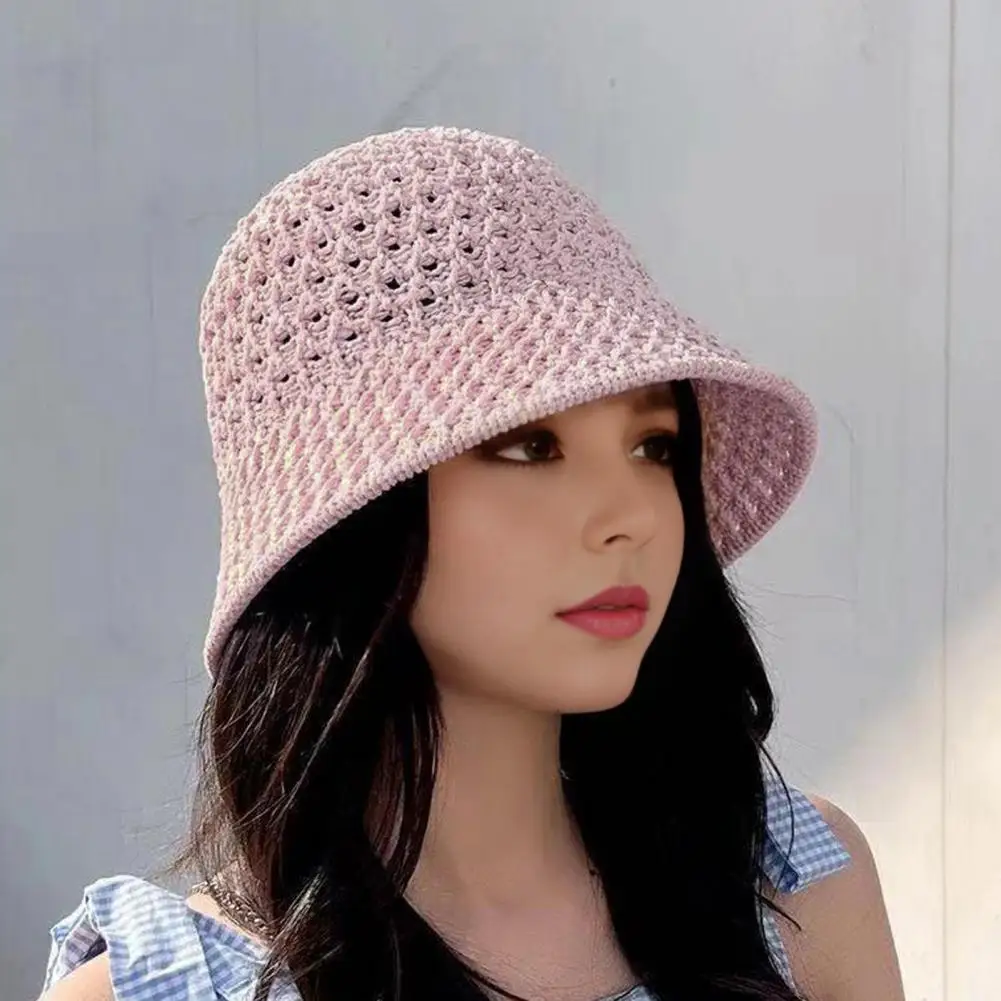 Women Basin Hat Stylish Women's Sun Protection Bucket Hat with Hollow Design Short Brim Breathable Anti-uv Dome Hat for Outdoor