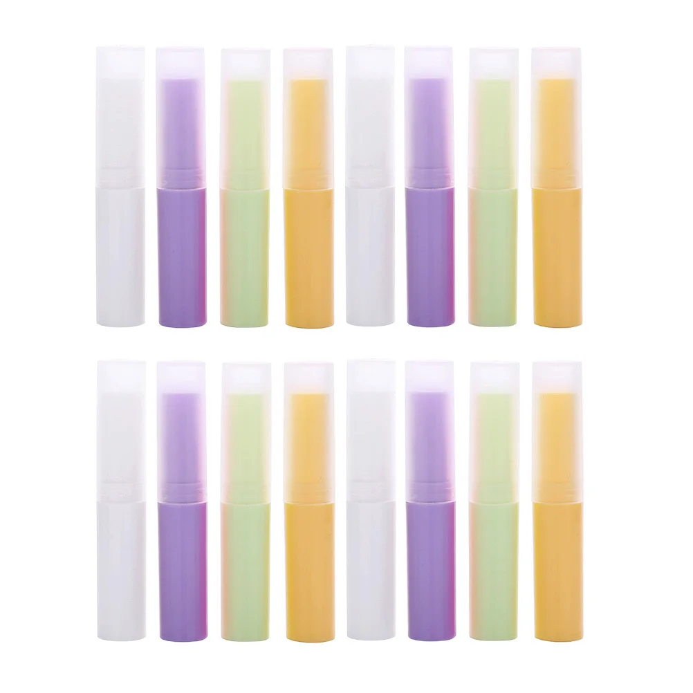 16Pcs Lip Balm Tubes Clear White Purple Yellow Green Reusable Plastic Empty Containers for Craft Making DIY Cosmetics Refillable