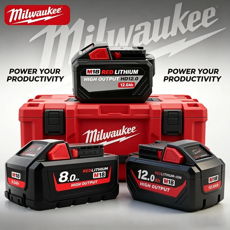 

Milwaukee Original M18 8.0Ah 12.0Ah 21700 Lithium Ion Battery Interchangeable 18V M18HB8 48-11-1880 for Cordless Power Tool with
