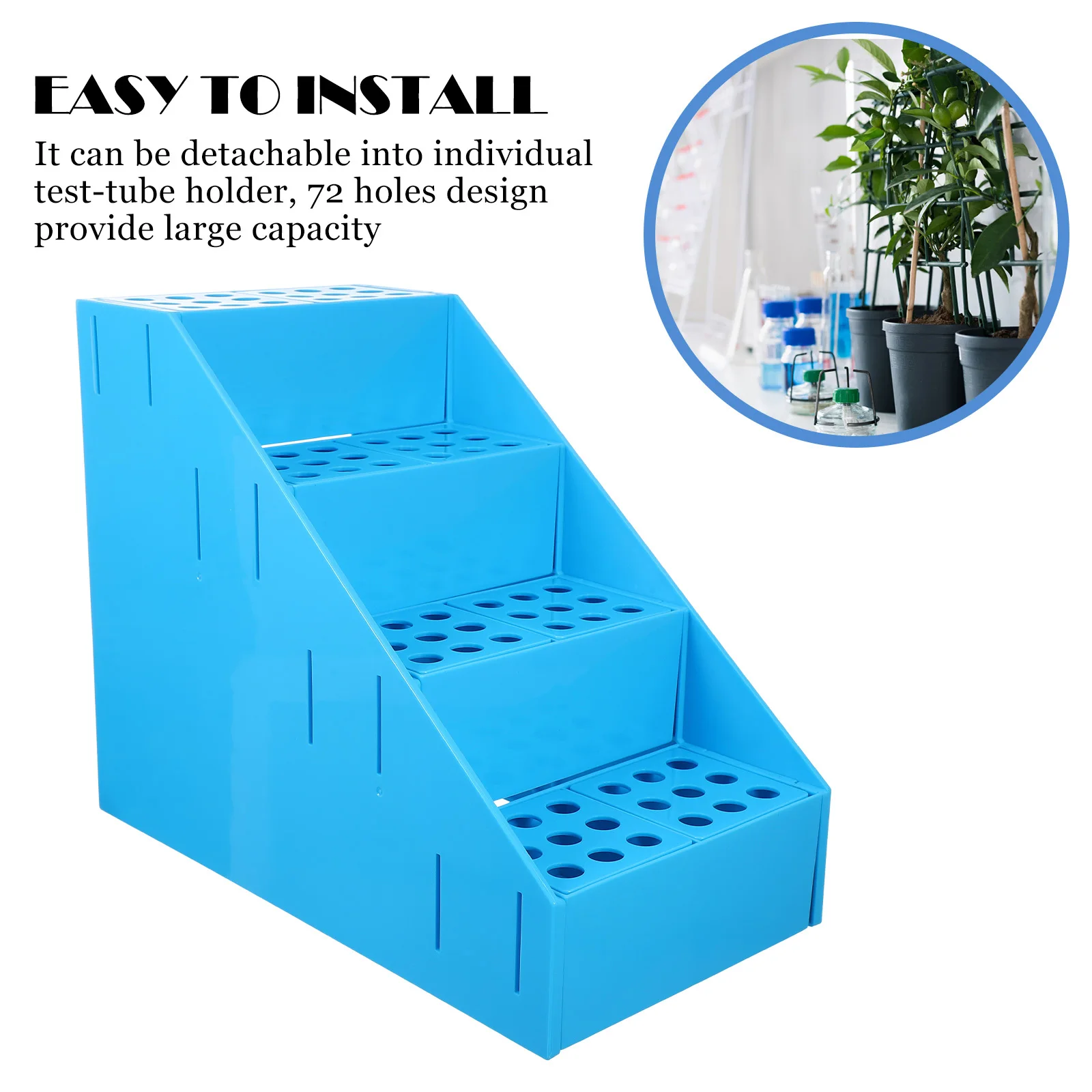 

72 Hole Test Tube Rack Plastic Laboratory ganizer Detachable Trapezoidal Shaped Suitable for 5ml 10ml Tubes Home School Labs
