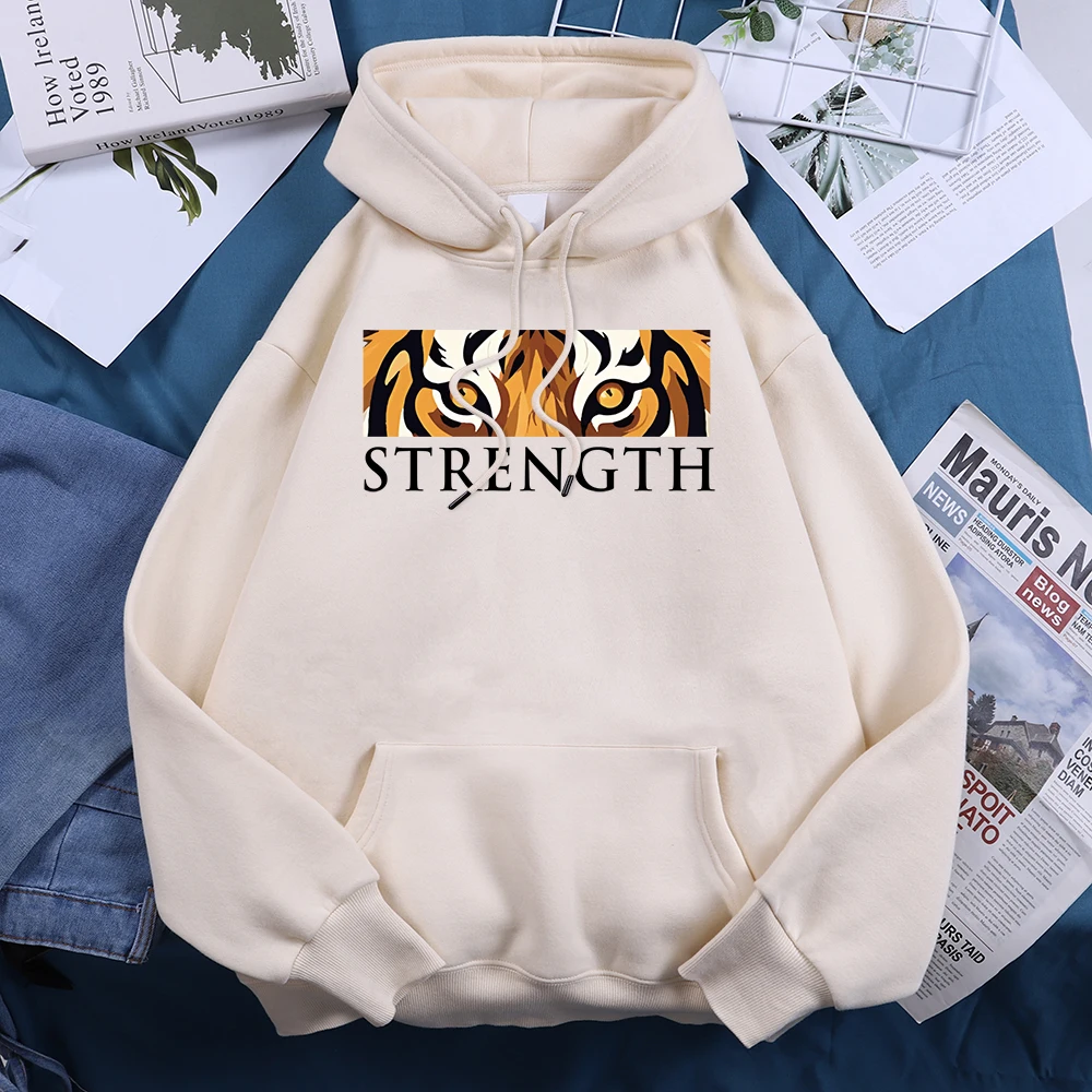 Tigers Represent Strength Print Women Hoodie Fashion Loose Hoody Loose Casual Sweatshirt Autumn Fleece S-XXL Female Clothing