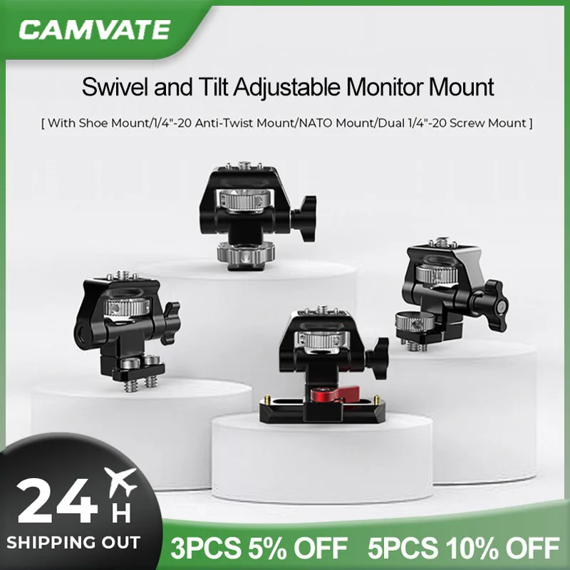 CAMVATE DSLR Camera Mount Swivel and Tilt Adjustable Monitor Holder with Shoe Mount With NATO Mount Monitor  Attachment
