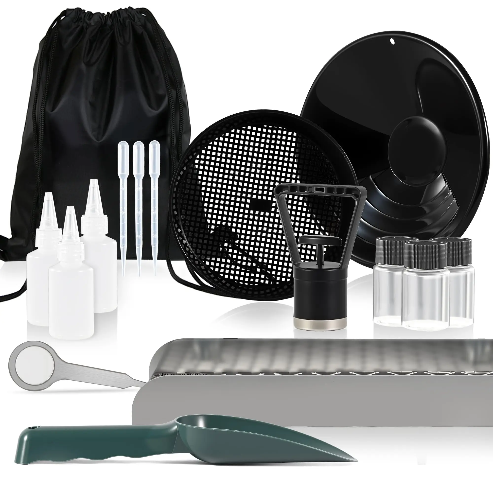 kit-complet-de-prospection-aurifere-avec-16-pieces-mini-equipement-d'extraction-en-alliage-d'aluminium-de-12-pouces-bac-a-or-portable