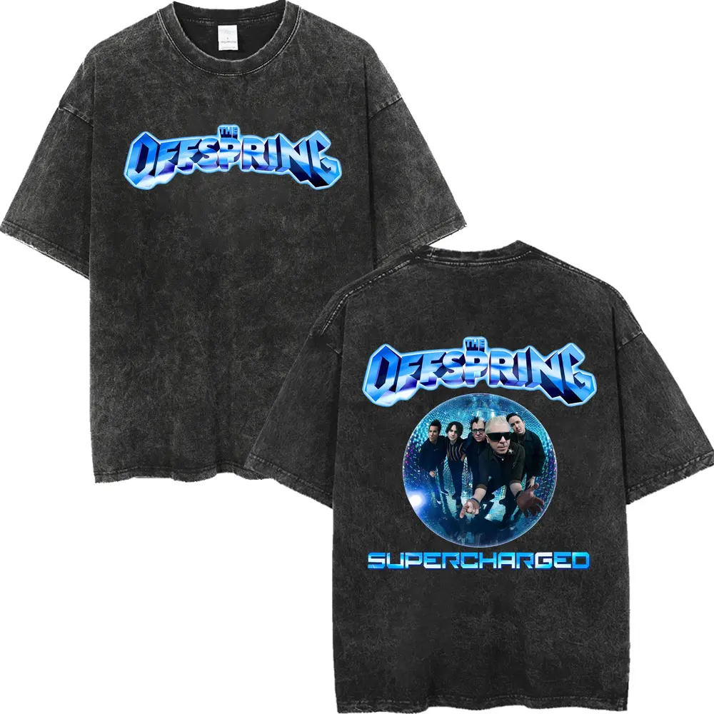 

Vintage Washed The Offspring Supercharged Tour 2026 Graphic T Shirts Harajuku Punk Rock T-shirt Unisex Casual Fashion T-shirts