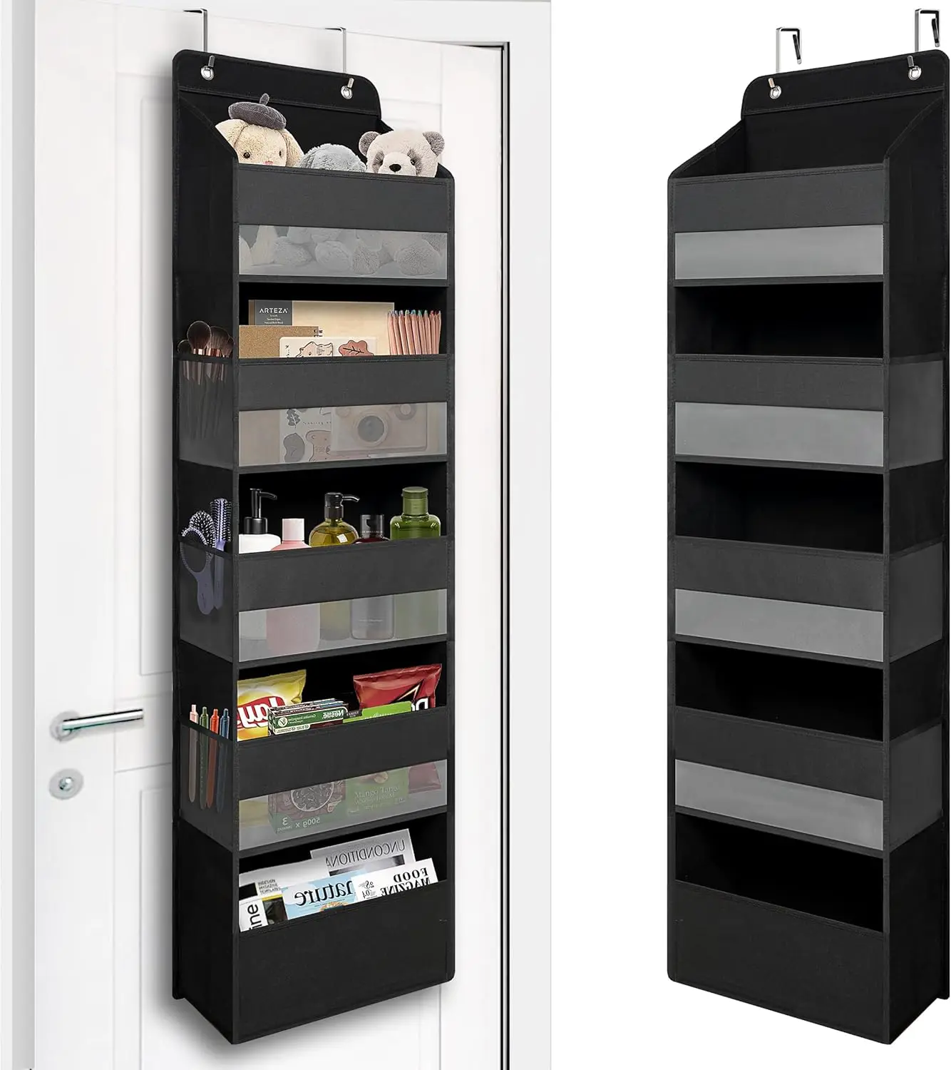 

Over Door Organizer with 5 Large Pockets, Heavy Duty Hanging Organizer Storage, Closet Bathroom Nursery Bedroom Dorm, To