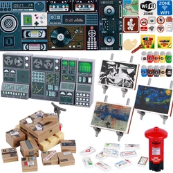 MOC Scene Printing Building Blocks Computer Controller Audio Oil Mural Painting Express Box Forklift Game Weapon Board Brick Toy