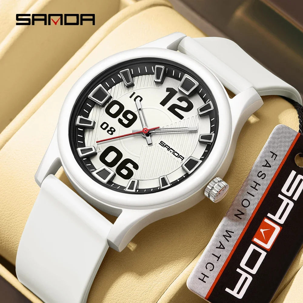 SANDA 3252 Top Popular Student Quartz Watch Fashion Simple Waterproof Silicone Tape Children's Quartz Watches