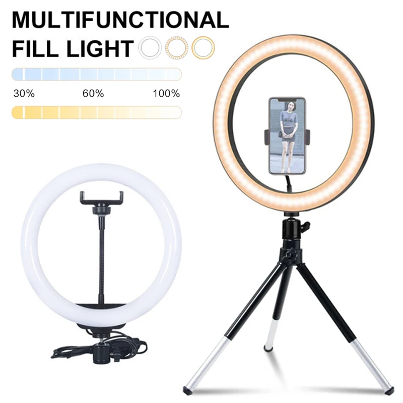 10inch LED Selfie Ring Light USB Dimmable Photographic Lamp Studio Phone remote control Fill light For Youtube TikTok Video Live