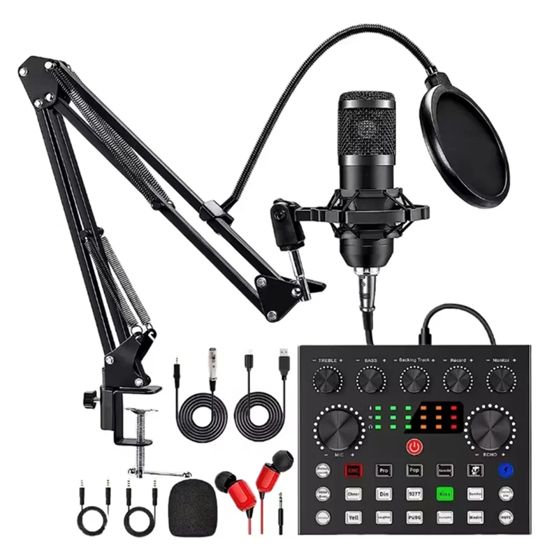 

B48A BM800 V8s Podcast Equipment Studio Kit Professional Condenser Microphone With Sound Card For Audio Recording For Karaoke