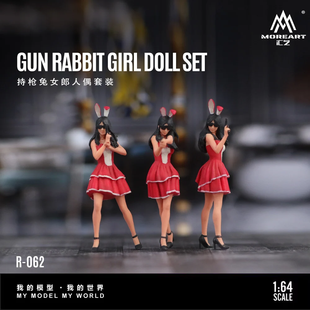 More Art 1:64 The Bunny Girl Model Doll Set With A Gun, Resin Decoration Figure Model for Gift&Display&Collection