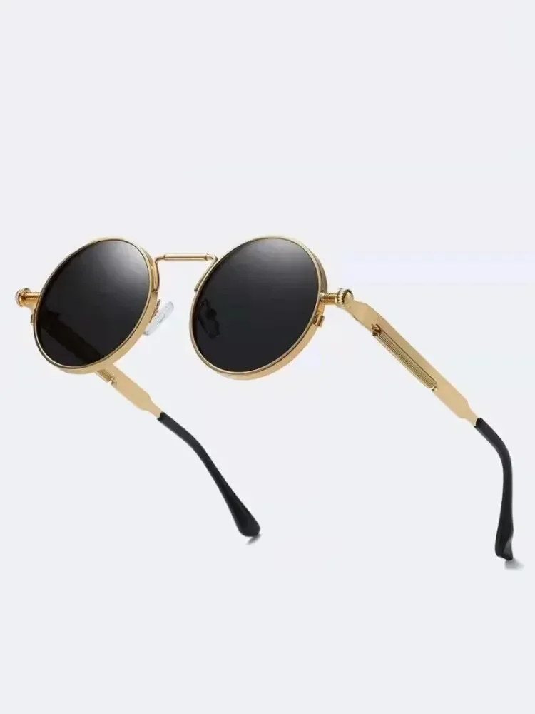 High Quality Vintage Fashion Polarized Sunglasses Men Women Brand Designer Vintage Round Metal Frame