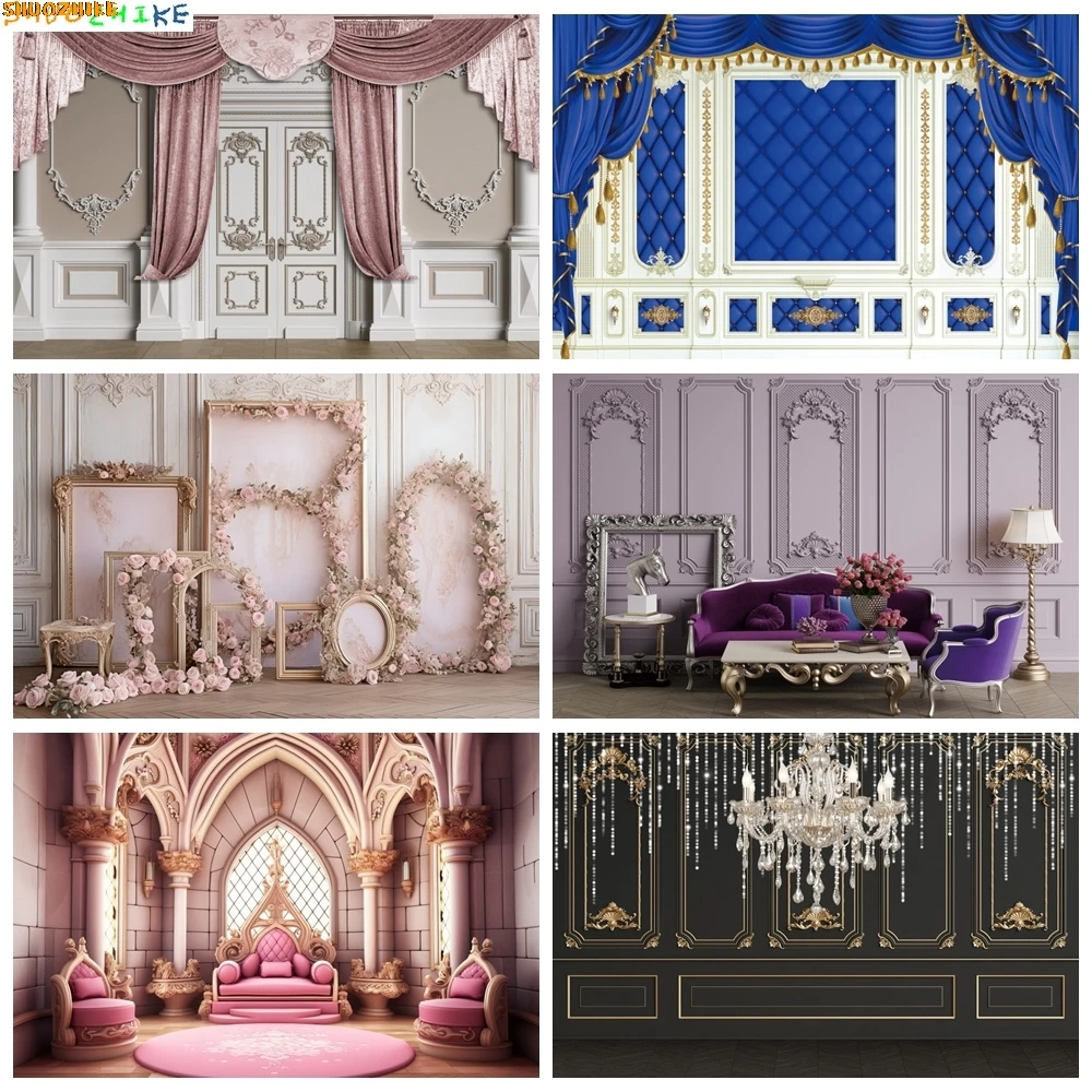 

Interior Retro Wall Backdrop for Photography European Inside Princess Castle Wall Baby Portrait Wedding Party Photo Background