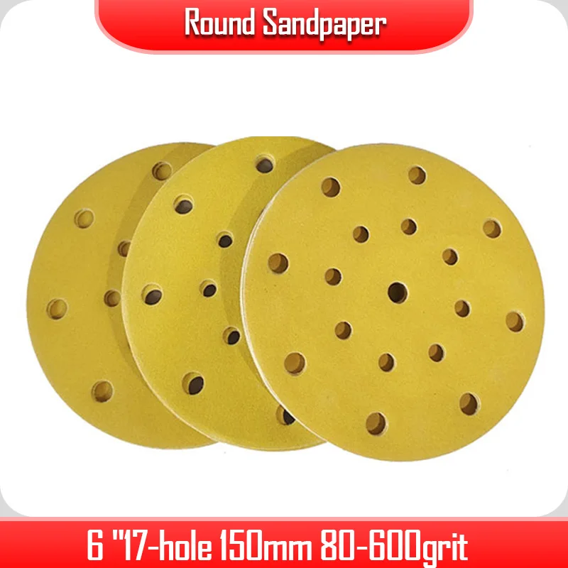 Grinding Disc Round Sandpaper Sanding disc 6in 17-hole 150mm Flocking  for FESTOOL/MIRKA/3M ect Sanderr Car Sanding