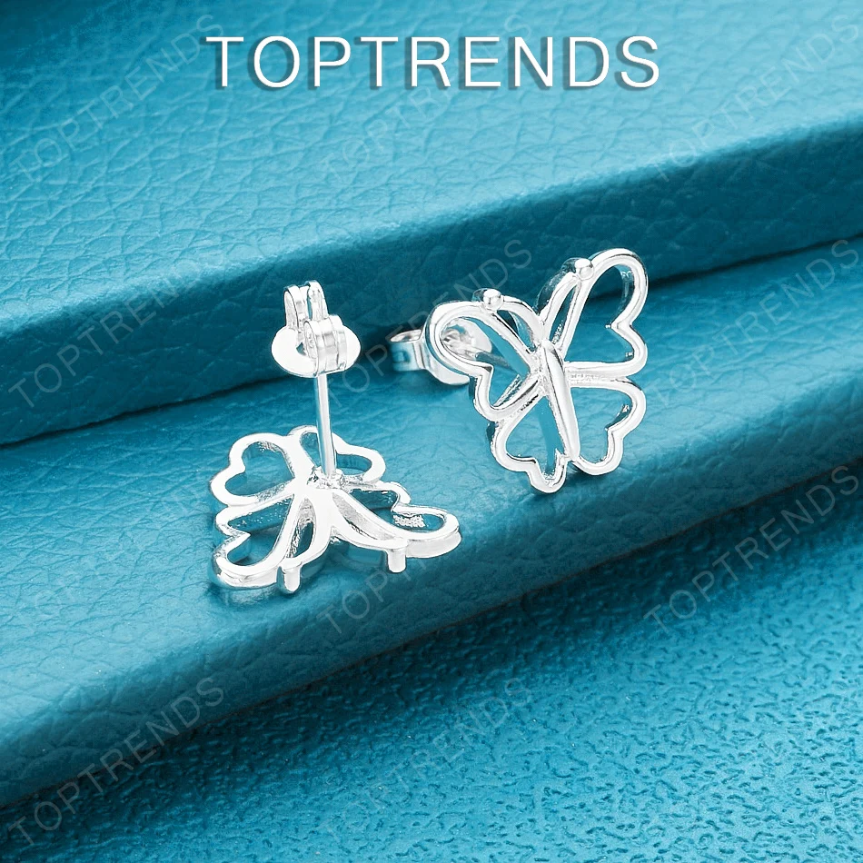 Top 925 Sterling Silver Openwork Butterfly Stud Earrings Sweet Lovely Jewelry For Women Birthday Wedding Party Gift Accessories