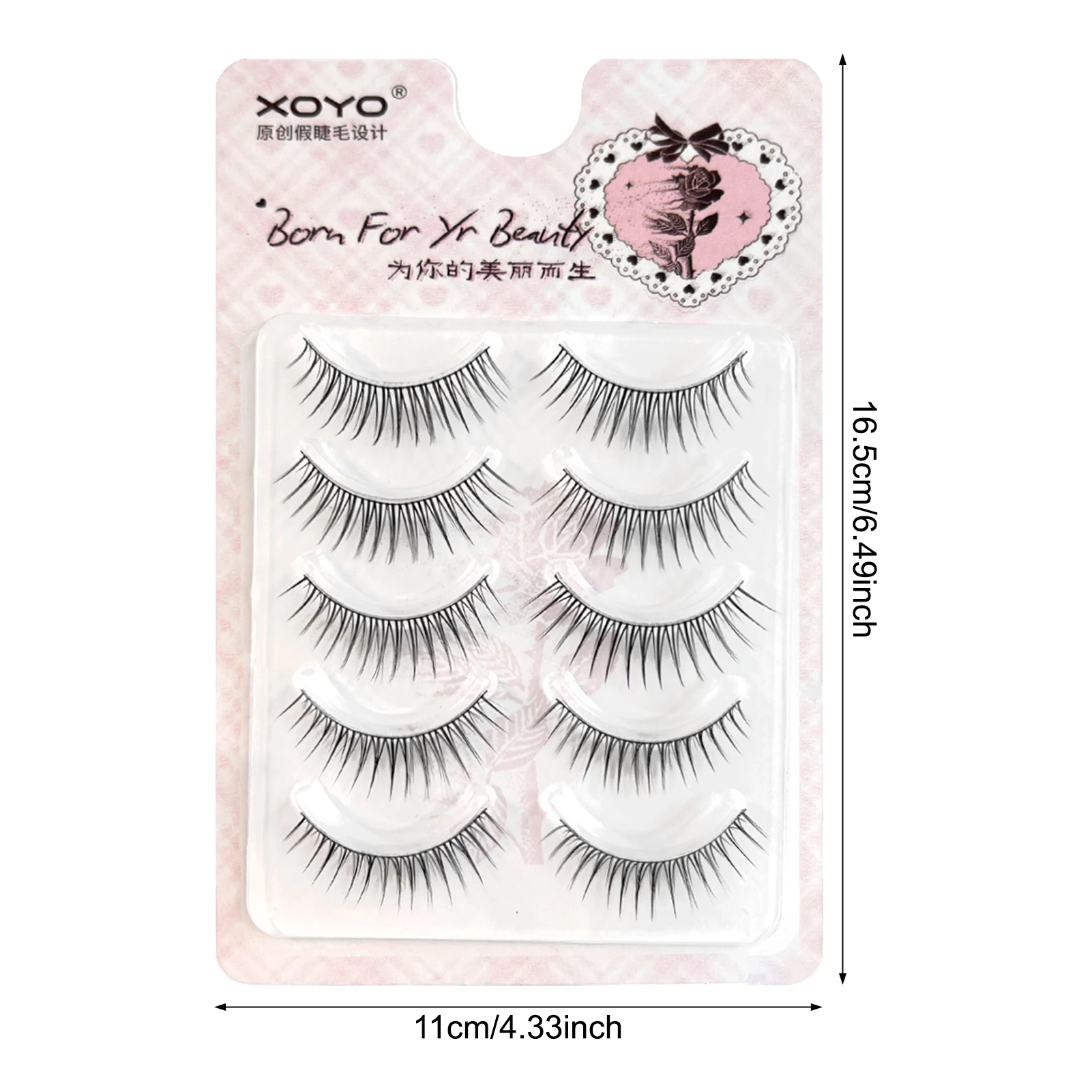 5ペア DIY アニメ フルストリップ ラッシュ ドールアイ ナチュラル アジアン つけまつげ 太め 細め 黒軸 韓国アイドル風 フェイクラッシュ