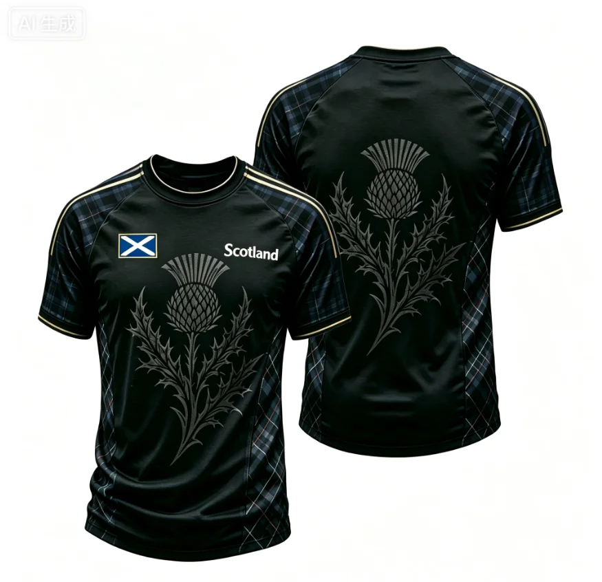 Men's and Women's Identical Sports Shirt  Men's Short-sleeved T-shirt Scottish-style 3D Printed Football Jersey Harajuku Y2k