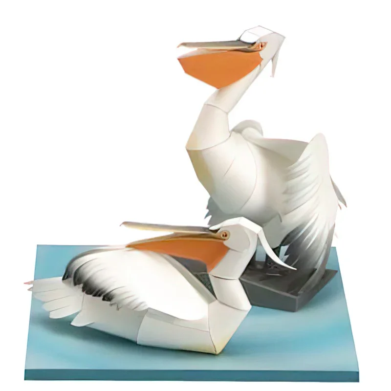 Dalmatian Pelican Origami Art Mini 3D Folded Paper Model Papercraft Animal Figure DIY Kids Adult Handmade Craft Toys QD-275