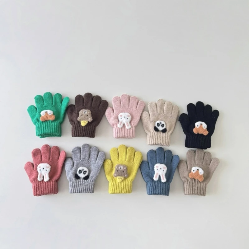 Unisex Child Warm Mittens Knit Gloves with Adorable Animal Pattern for Infants N84E