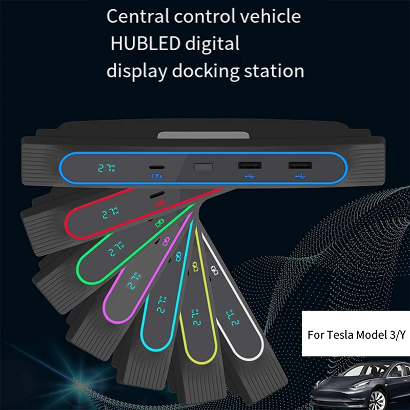 Docking Station For Tesla Model 3 Model Y 2020-2023 Quick Charger Intelligent USB Shunt Hub Charging Data Parts