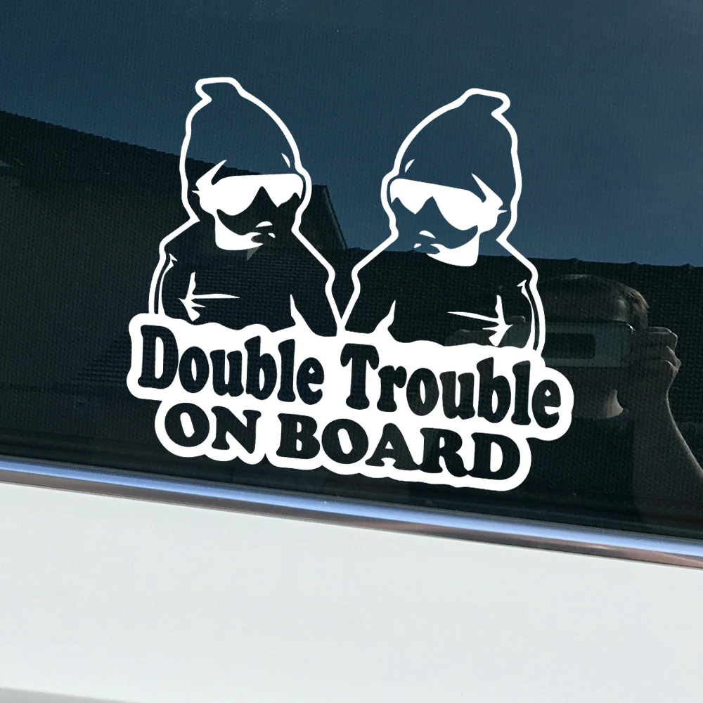 Die Cut Vinyl Sticker Decals Double Trouble on Board Car Window  Retrofit Accessories Twin Stickers Waterproof and Sun-resistant