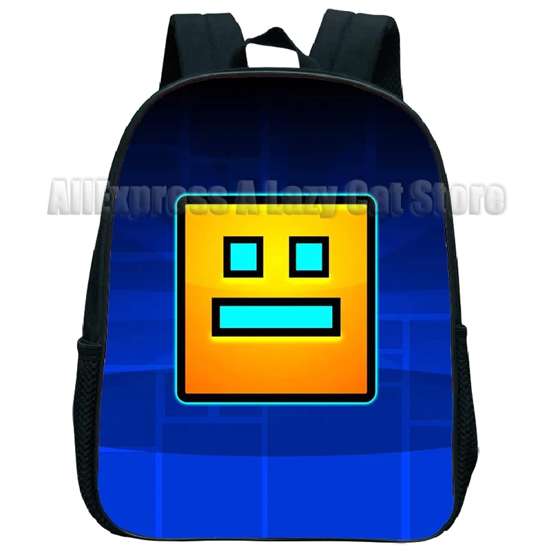 Angry Geometry Dash Backpack For Baby Boys Girls Cartoon Children Kindergarten Schoolbag Kids Gift